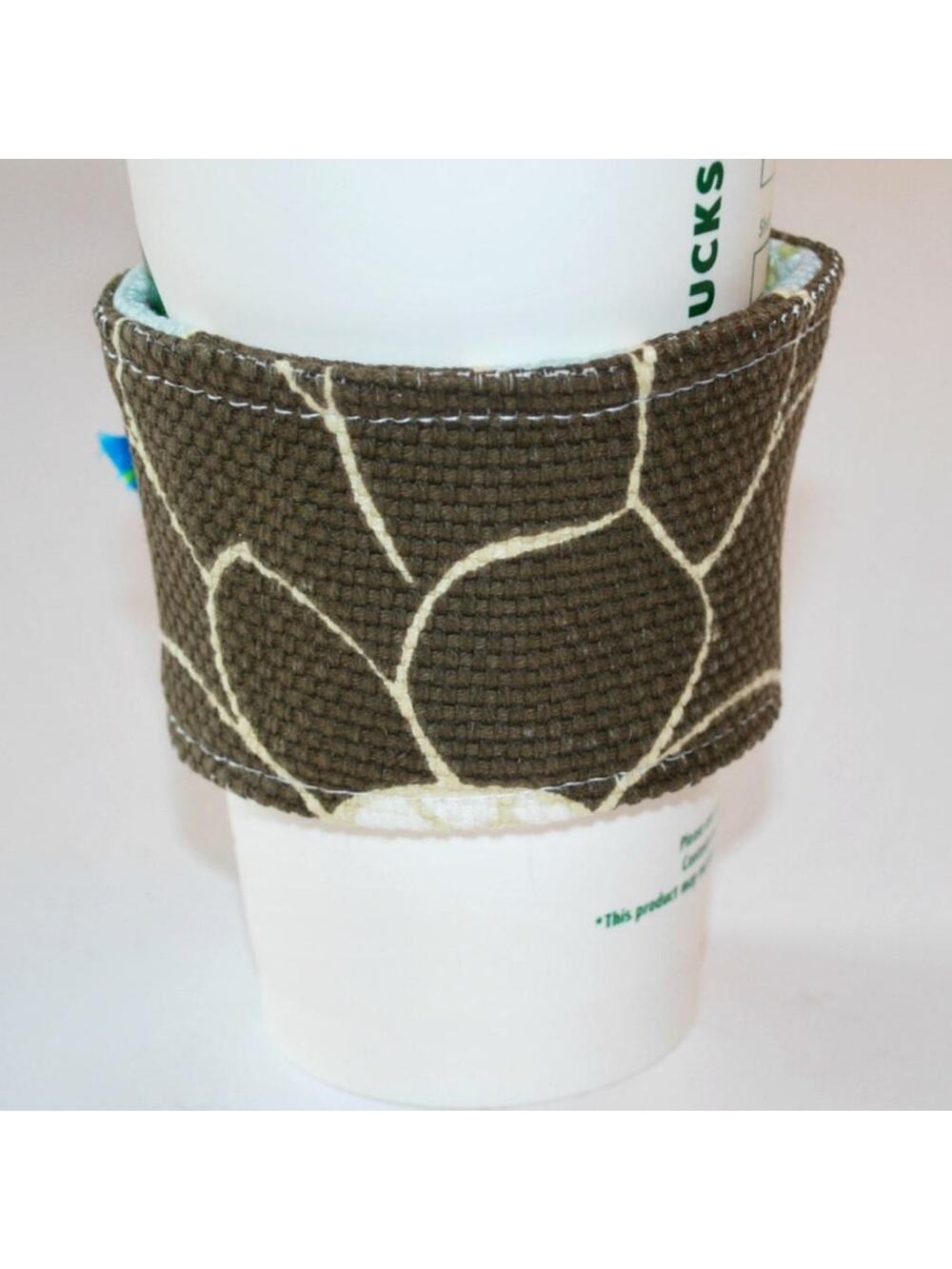 Handmade Floral Coffee Cozy, Adjustable Fabric Drink Sleeve, Reusable Koozee